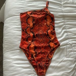 Orange/Black Snake Print Bodysuit